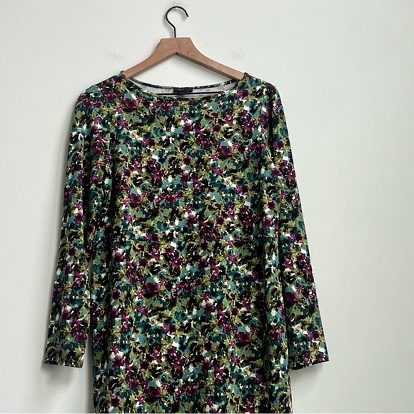 J. Jill Wearever Collection Shift Dress Floral Print Rayon Stretch Long Sleeve S - Picture 2 of 11
